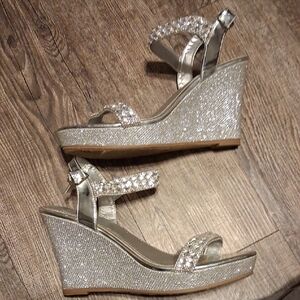 Elegant Silver Wedge Sandals